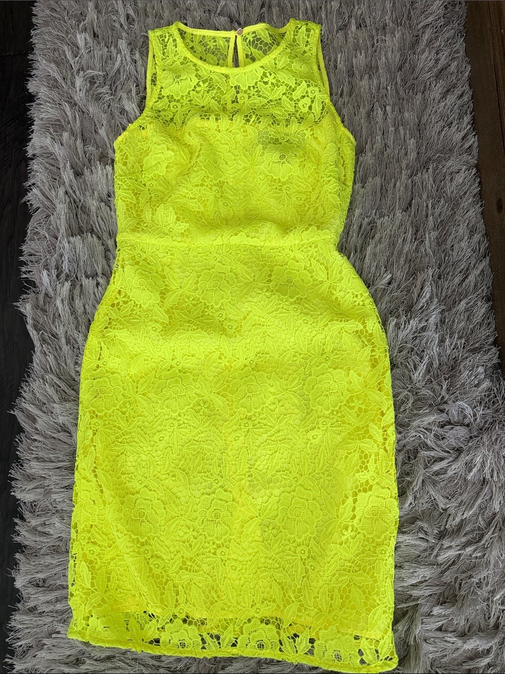 J. Crew Neon Yellow Lace Sheath Dress